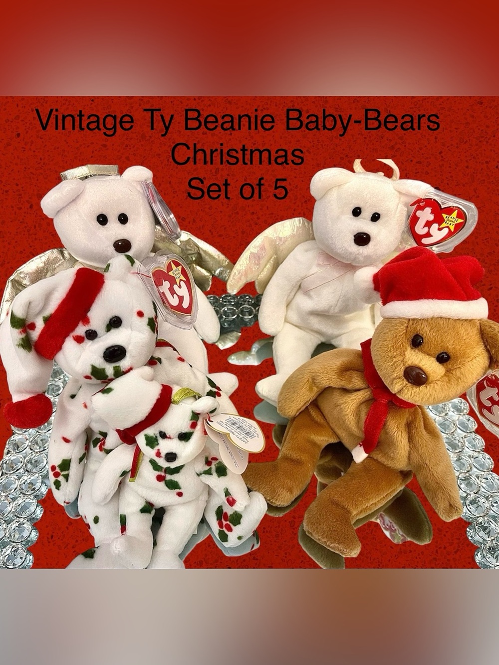 Ty New w/tags Vintage Christmas Beanie Babies Set of 5 1997-2000